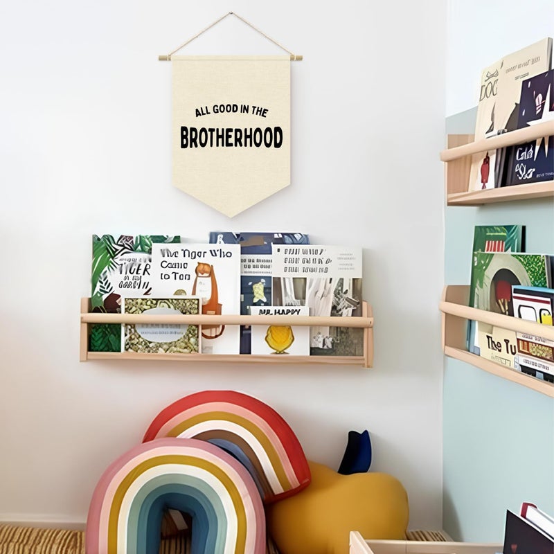 ETVISO Boy Nursery Decor, Playroom Wall Decor, Brotherhood Wall Hanging Pennant Flag Banner Decor for Nursery Classroom Playroom Kids Room, Playroom Essentials - Image 3